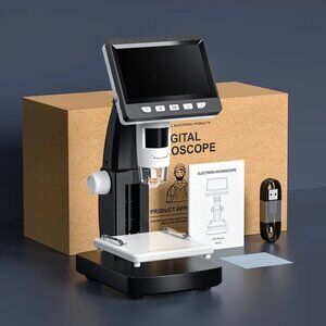 4.3" Digital Biological Microscope 1000X Magnification, 8 LED Ring Lights